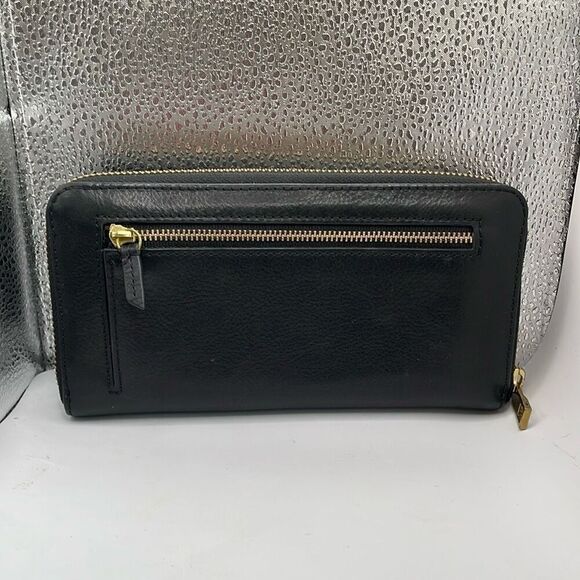 FOSSIL Black Sleek Zip Closure Wallet 8”L x 4” W - Picture 11 of 12